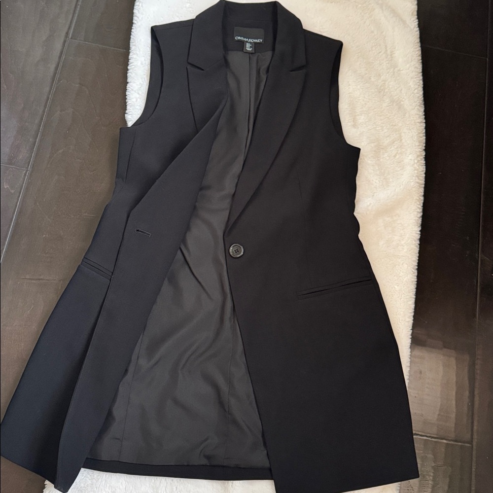 Cynthia Rowley Black Sleeveless Blazer Vest Size S - Picture 9 of 10